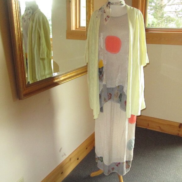 AUG 27 A.M. Rayon Skirt and Top Plus Eilene Fisher Linen/Cotton Cardigan